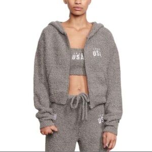 Gray SKIMS Olympic Hoodie with Team USA Logo